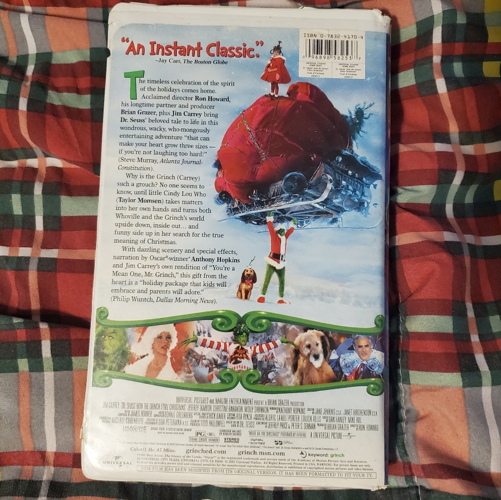 Free w/Purchase | Dr. Seuss' How The Grinch Stole Christmas VHS Tape - UNTESTED - Picture 2 of 10